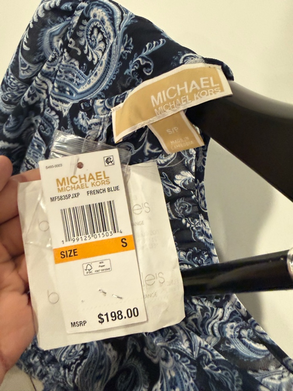 MICHAEL Michael Kors Blue Paisley Long-Sleeve Maxi Dress with Side Slit - Picture 5 of 5